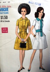 7546 VOG 68 SHORTER FLARE SS ZIP COLLAR DRESS,BELT PATTERN 10